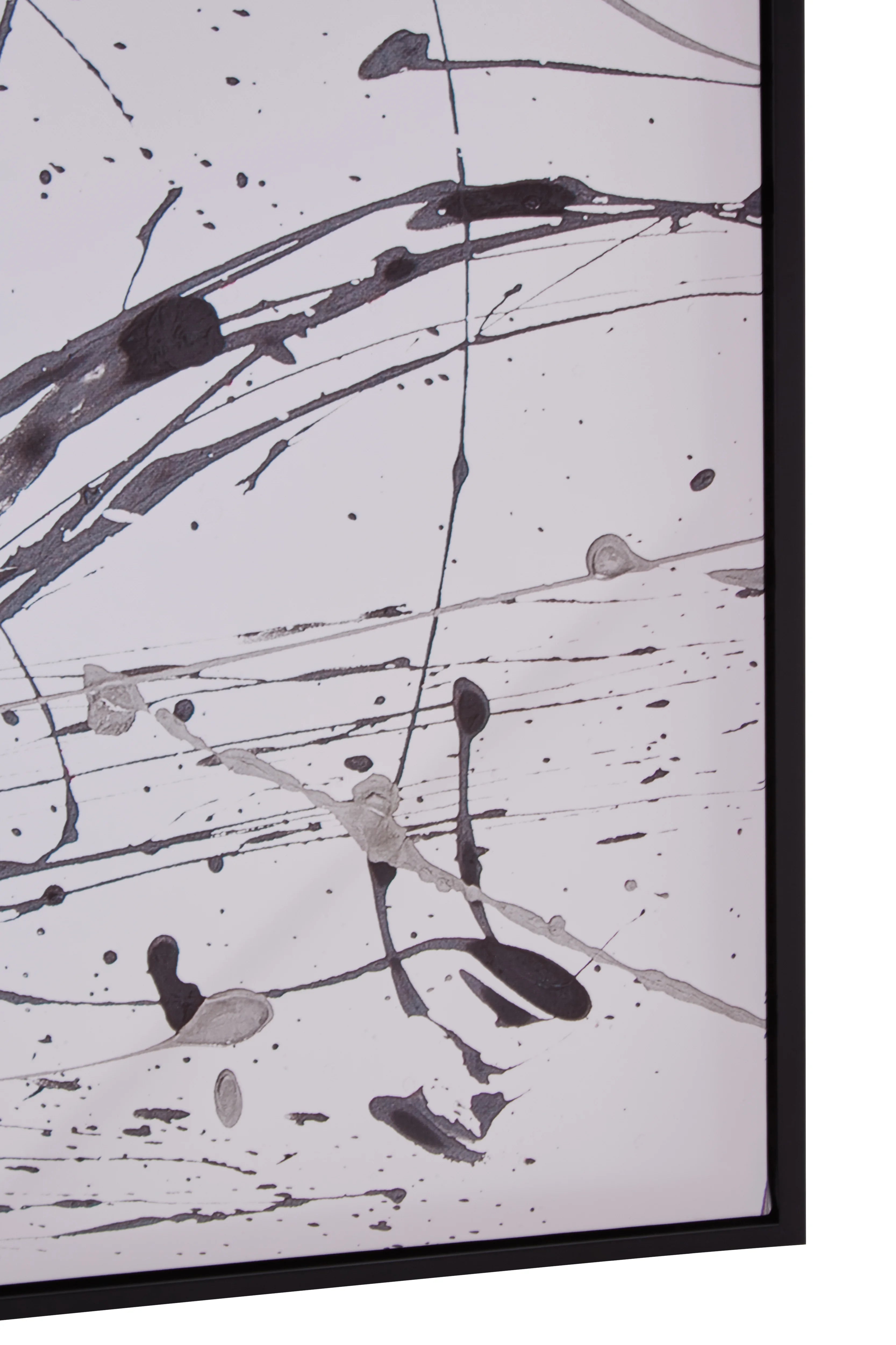 Noah Monochrome Black & White Paint Splash Framed Wall Art